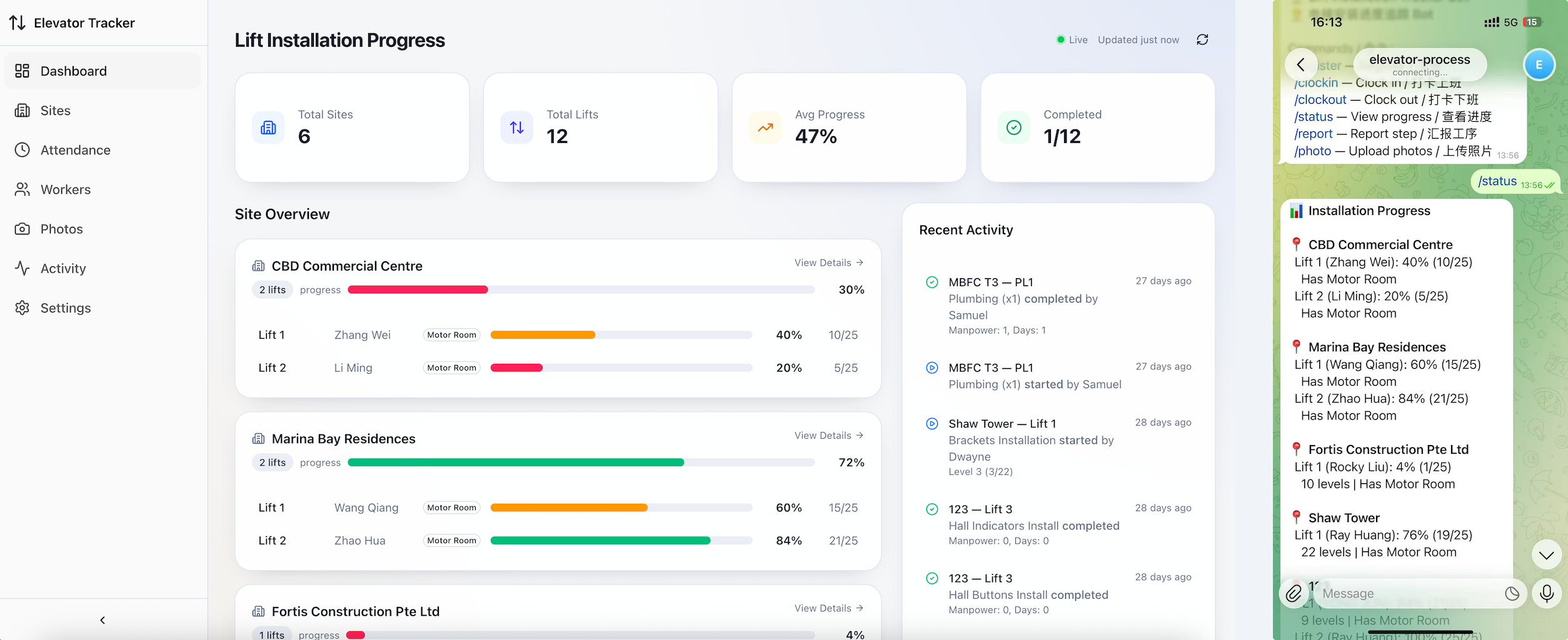 Elevator Installation Tracker